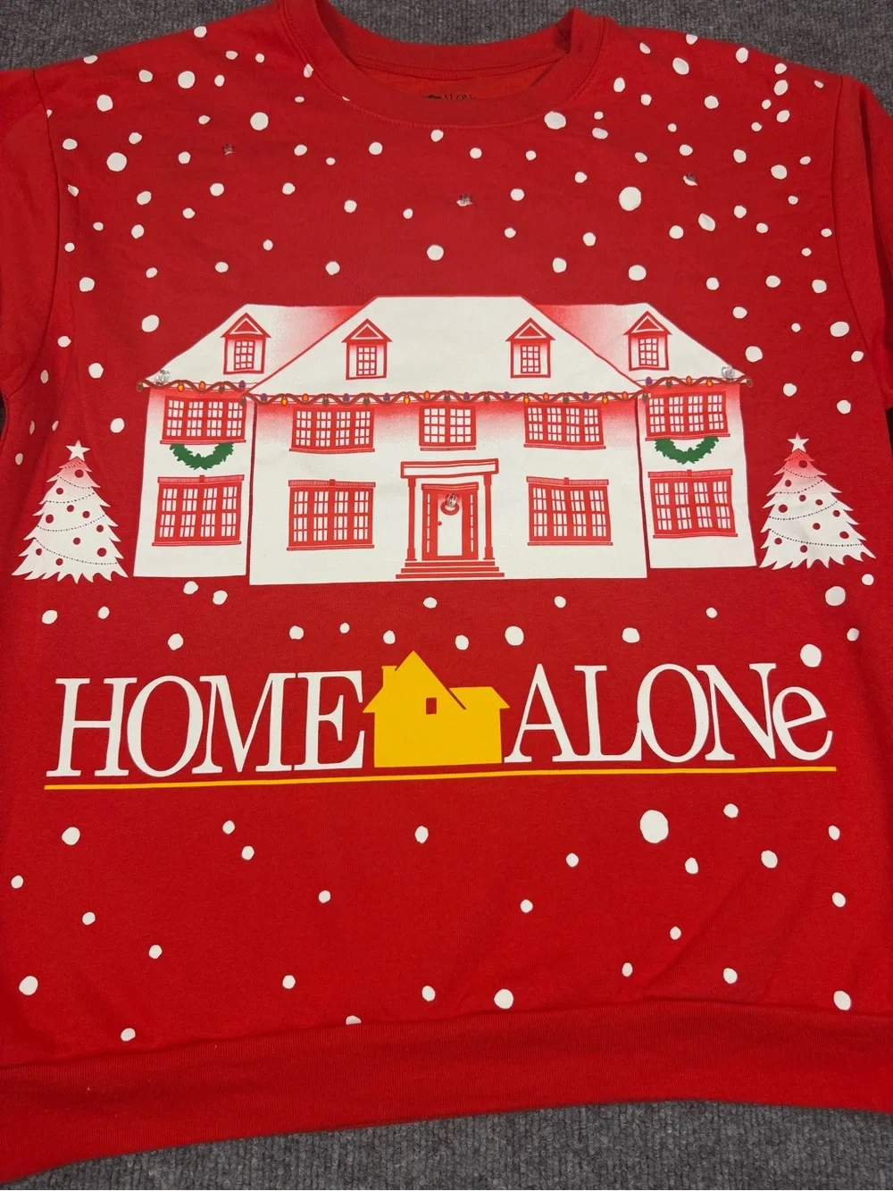 Freeze Red Home Alone Holiday Sweatshirt with White & Yellow Graphics